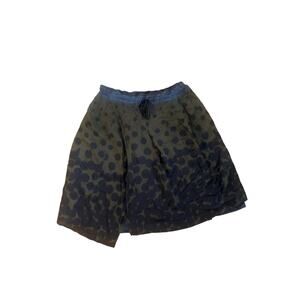 Women 44 10 Hannoh Pois Cotton Silk Skirt Polka Dot Floral Green Black